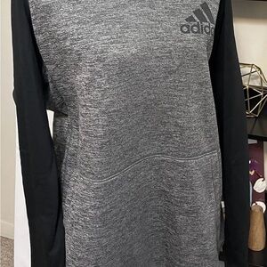 adidas Heather Gray Sweatshirt with Black Sleeves Hoodie